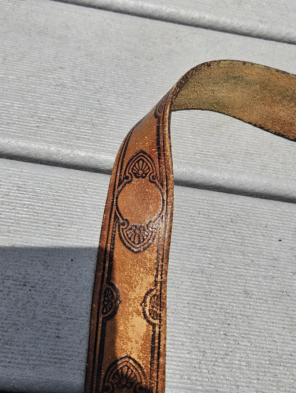 Vintage Hand Tooled Leather Belt Western Boho Floral Brown Cinto